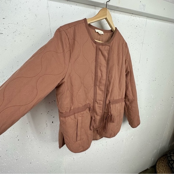 Promesa Large Mauve Pink Slow Lane Quilted Drawstring Zip Up Jacket - Picture 5 of 16